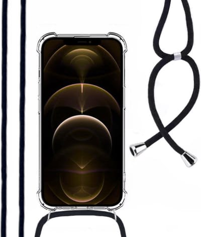 Hoesje Met Koord Geschikt Voor iPhone 12 Pro Max - Lennexo Shockproof Hoesje Transparant Met Koord