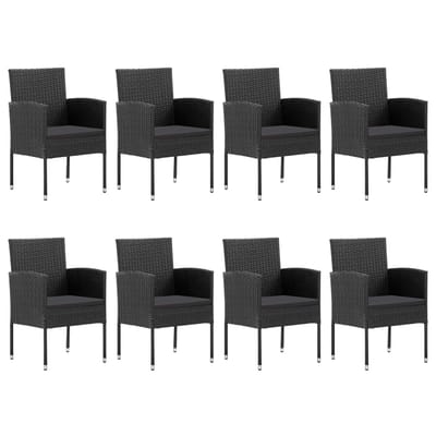 vidaXL - 9-delige - Tuinset - poly - rattan - en - staal - zwart