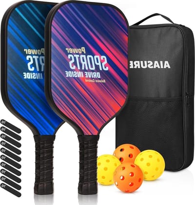 2 lichte glasvezel pickleball-paddles - 4 pickballen - 10 x 3 g gewichtslatten - pickleball-tas voor volwassenen - binnen en buiten - beginners en professionals