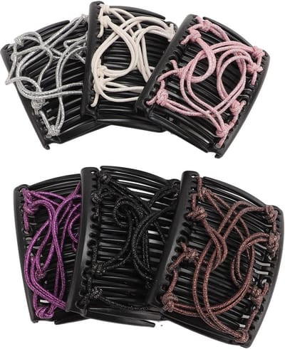 Dailygoods- Haarkammen 6 stuks - Verstelbare Elastische Haarkamclips - Geschikt voor Dik/Krullend Haar - Feestjes/Bruiloften - Duurzaam Materiaal - Haarklippen
