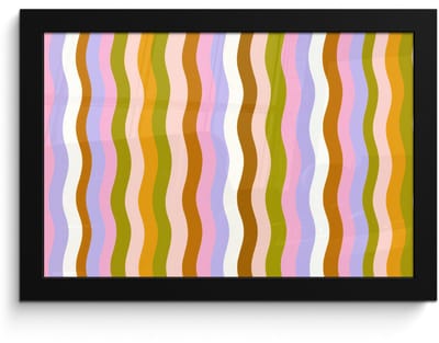 Poster in lijst - Fotolijst 30x20 cm - Posters - lijnen - Golven - Pastelkleuren - Patroon - Posterlijst zwart - Decoratie - Wanddecoratie woonkamer - Muurdecoratie slaapkamer