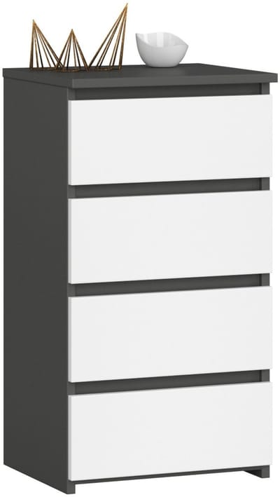 Kommode CL4 met 4 Lades / AKORD Furniture Factory / Grafietgrijs - Wit / 40x74x35 cm
