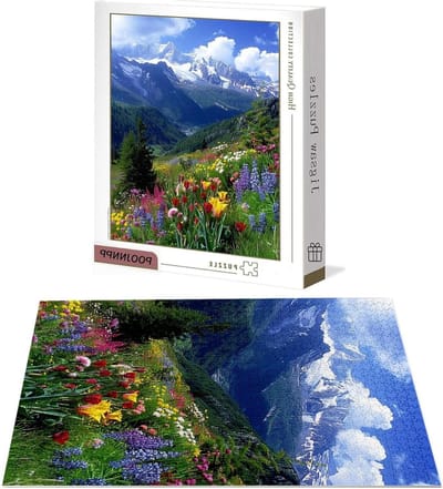 Houten Puzzel - Legpuzzel Volwassenen - Ontspanning Thuis - Gelabelde Achterkant - 6000 Stukjes - Bloemenprint
