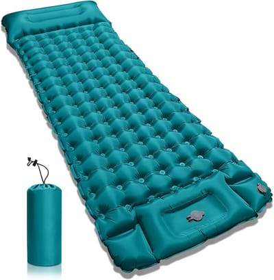 Opblaasbare Slaapmat - Kampeer Matras - Buiten Ontspannen - Ingebouwde Voetpomp - 195x70cm - Groen