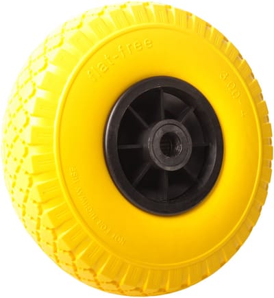 Steekwagenwiel - 3.00-4 - massief/anti-lek band en kunststof velg - maximale belasting: 100 kg - asgat/naafdiameter: 20 mm - inclusief rollager