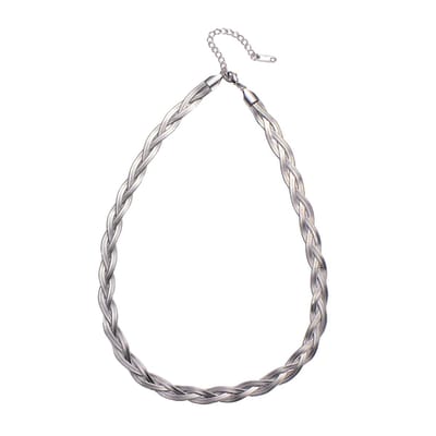 Marama - ketting Jill zilver - RVS-zilver plating - gevlochten damesketting - nikkelvrij - cadeautip