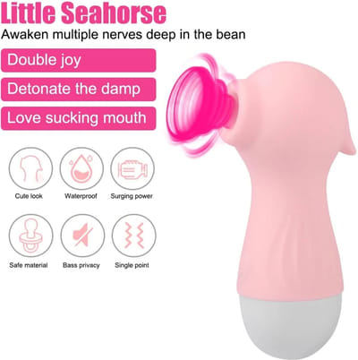 Sonic zuigende vibrator – 10 standen – Oplaadbaar & waterdicht – Schattig zeepaardje design– Roze
