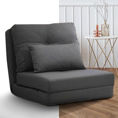 Slaapstoel - Uitklapbaar - Slaapbank - Logeerbed - Zetelbed - Slaapfauteuil - Vouwbed - 1 persoons - Zeer comfortabel - Donkergrijs