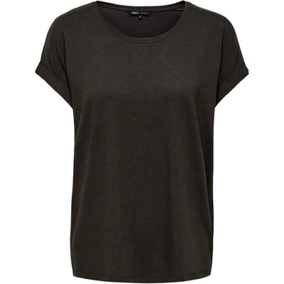 Only bruine dames t-shirt   Ronde hals   Regular fit   Gemeleerd patroon   Korte mouw Bruin XL