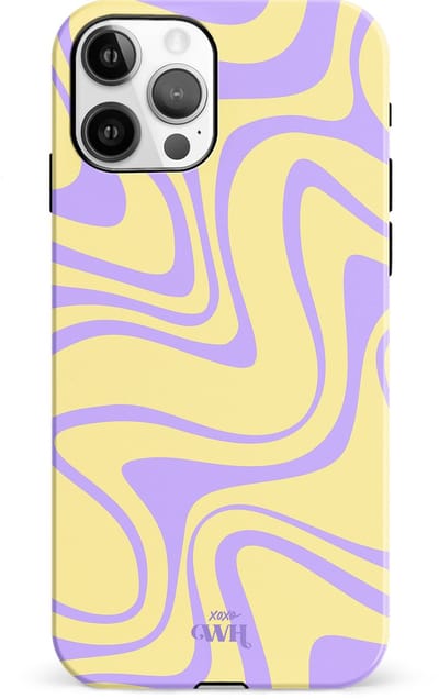 xoxo Wildhearts Sunny Side Up - Single Layer - Hard hoesje geschikt voor iPhone 11 Pro Max case - Siliconen hoesje iPhone met golven print - Cover geschikt voor iPhone 11 Pro Max beschermhoesje - geel / paars