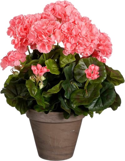 Mica Decorations Geranium Kunstplant - 27x27x41 cm - Polyester - Zalm