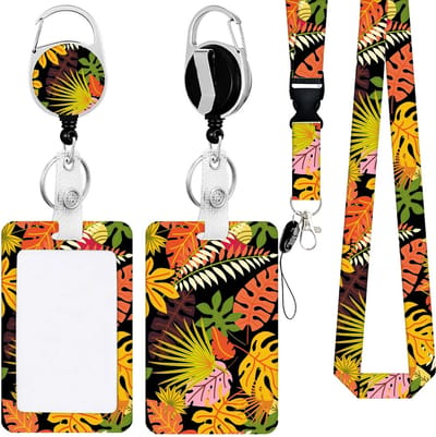 Travel Cords - Pashouder Set Bladeren 4-delig - 4 in 1 set - pashouder - keycord - uitrekbare badgehouder - telefooncord - stevig - werk - school