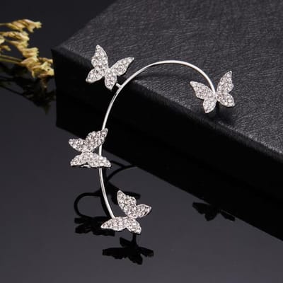 Boucles d'oreilles à clip papillon multicolores pour femmes, nouvelle mode, zircone, paillettes lumineuses, boucles d'oreilles non perçantes, bijoux cadeaux black