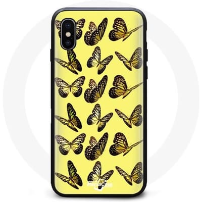 Coque - MANIACASE - Iphone XS max - Souple - Jaune - Papillons jaune