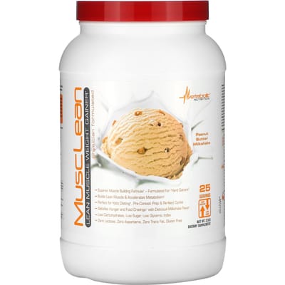 Metabolic Nutrition, MuscleLean, Gagner du muscle maigre, Milk-shake beurre de cacahuète, 2,5 lb.