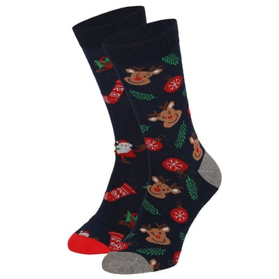 Apollo - Kerstsokken heren in kerstbal - Blauw - Maat 41/46 - kerstsokken heren maat 40-46 - kerstsokken mannen