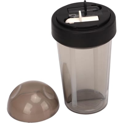 Dubbele Drinkfles Stofdicht Lekdicht Draagbaar Dubbel Gebruik Beker met Rietje en Sticker voor Sport gray