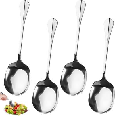 Set van 4 Grote Buffet Serving Lepels van RVS - Ideaal voor Restaurants, Feesten en Buffetten - 21x6cm Kwaliteitslepels voor Serveerdoeleinden