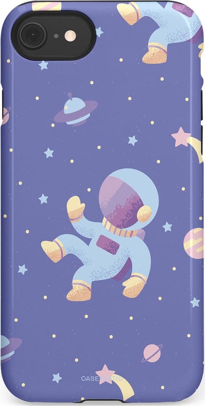 Casetastic Hoesje Geschikt voor Apple iPhone 7/8/SE - Stijlvolle Beschermende Duo-layer Case - Vliegen in de ruimte