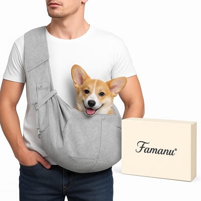 Famanu – Puppydrager en Hondendraagtas – Omkeerbare Handsfree Draagdoek voor Kleine en Middelgrote Honden en Katten