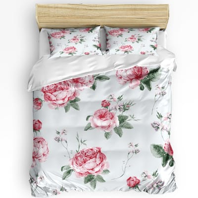 3-delige beddengoedset roze geruite huistextiel dekbedovertrek kussensloop jongen kind tiener meisje beddengoedset EU single(135x200cm)