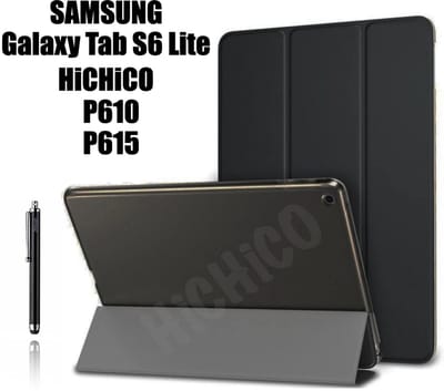 Book Cover Geschikt voor: Samsung Galaxy Tab S6 Lite 10.4” - Tab P610 hoesje - Tab P615 Hoes - HiCHiCO Tablet Hoes met Stylus Pen, draaistand Cover Tablet hoesje, Magnetische Stand Case Leather Flip Cover Tablet Case Smart Cover Zwart