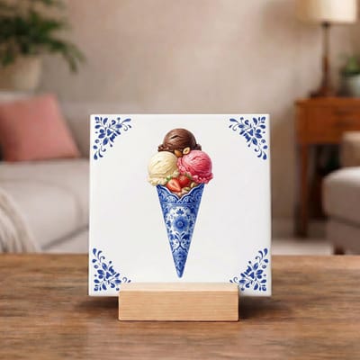 Delftsblauw Tegeltje 11x11 IJsje – Keuken Decoratie Cadeau