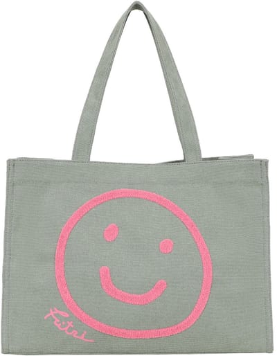 Fritzi aus Preußen shopper schoudertas Easy 01 Limited Smile Canvas Shopper Jade groengrijs