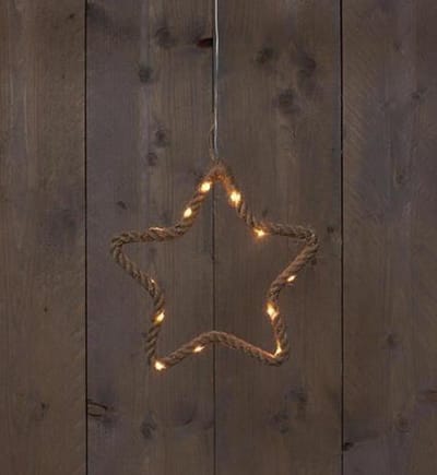 JUTE TOUW STER 25CM KOPERDRAAD 15 LED