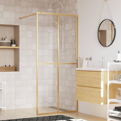 vidaXL - Inloopdouchewand - transparant - 80x195 - cm - ESG-glas - goudkleurig