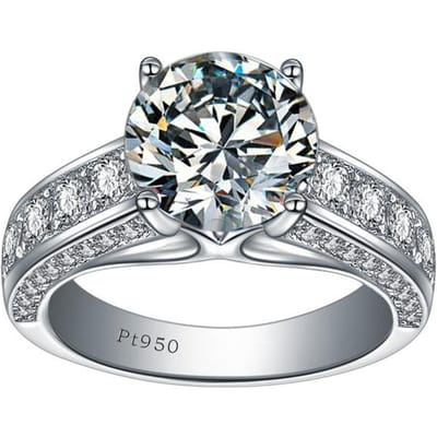 Hoyon naturel 2 Carats Moissanite bague pour hommes bijoux solide S925 couleur argent véritable platine pierre précieuse Anillos Bizuteria fête Resizable gray