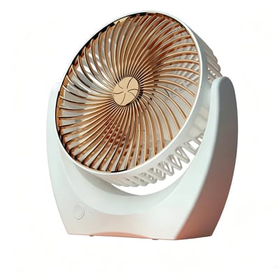 Bureauventilator – Compact en stil – Verstelbare hoek – 3 windsnelheden – Handventilator – Koelend – goud