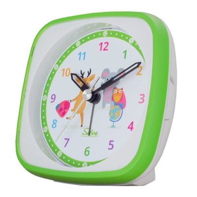SELVA kinderwekker met kleurrijke motieven, kruipseconde, stil, analoog, voor kinderen, perfect voor schoolinschrijving, kleurrijke leerwijzerplaat met licht/alarmherhaling