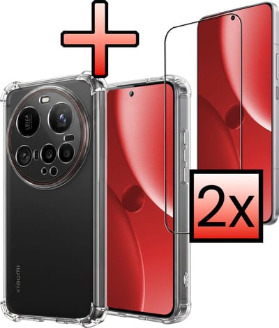 Hoesje - Met Screenprotector - 2 Stuks - Geschikt voor Xiaomi 15 Ultra - Sterk & Shockproof - Siliconen Case - Back Cover - Telefoon Hoes - Shock Proof - Transparant