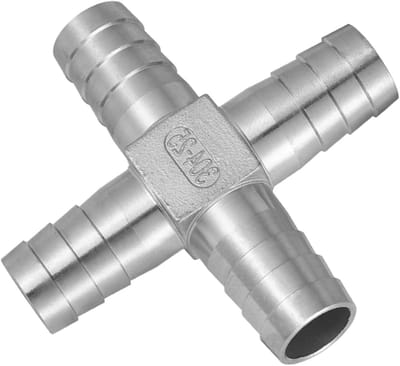4-Weg Barb Bevestiging, Φ25mm Kruis Lucht Slang Connector, RVS Snelle Adapter voor Lucht, Gas en Waterleidingen