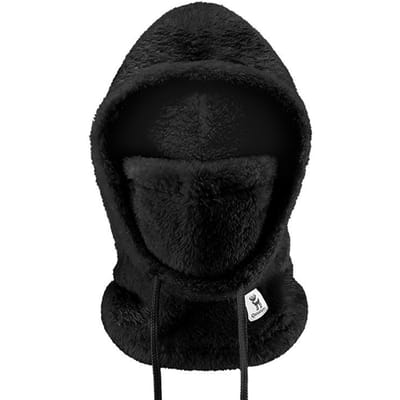Warme bontbivakmuts voor winter skiën Arctic Velvet maat L zwart black