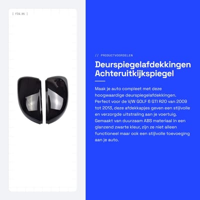Dailygoods- Achteruitkijkspiegelafdekking Glanzend Zwart - Achteruitkijkspiegel Cover - ABS - Compatibel met V/*W GOLF 6 GTI R20 - 2 Stuks - Eenvoudig te Installeren - Spiegelkap