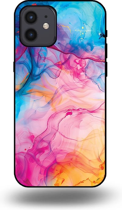 Smartphonica Telefoonhoesje Geschikt voor iPhone 12/12 Pro met Regenboog Acryl Marmer Opdruk - TPU Backcover Case Rainbow Acrylic Marble Design geschikt voor iPhone 12;iPhone 12 Pro
