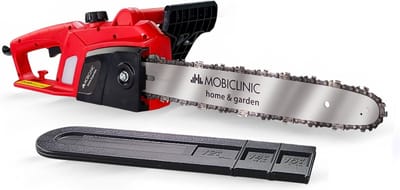 Mobiclinic® Timberpro - Elektrische kettingzaag met snoer - 1800W - Snijlengte 40 cm - Zaagbescherming - Zelfsmering - Licht en veilig - Met handvat - Snelheid 13 m/s - Tot 120 ml - Olieraam