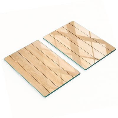 Keukenplanken van gehard glas met afbeeldingen, 2 stuks, hout, 2x40x52 cm