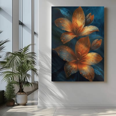 Canvas Schilderij - Bloemen - Bloemen met Waterdruppels - 60x40x2 cm