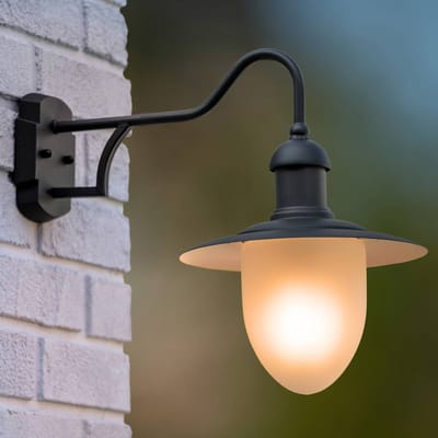 Lucide ARUBA - Wandlamp Binnen/Buiten - Ø 25 cm - 1xE27 - IP44 - Zwart
