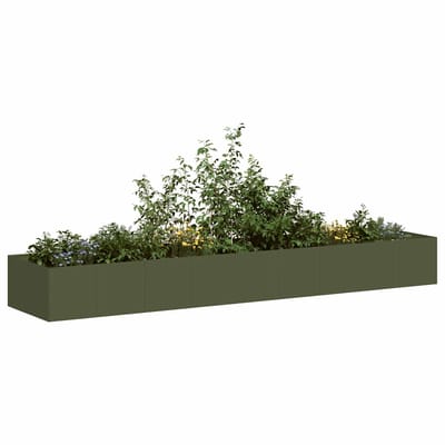 vidaXL - Plantenbak - 360x80x40 - cm - staal - olijfgroen