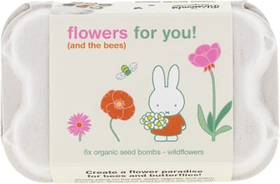 Blossombs Eierdoosje Nijntje Flowers For You – 6 Zaadbommetjes – Wilde Bloemenmix – Cadeau Bedankje – Voor Bijen en Vlinders