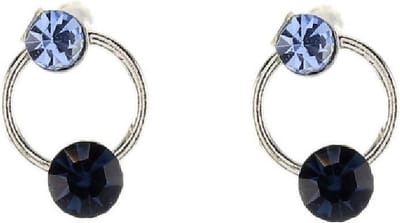 Behave - Oorbellen blauw geslepen glaskristal - zilverkleur - 0,7 cm