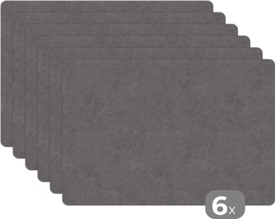 Placemat - Placemats kunststof - Beton - Textuur - Patronen - 45x30 cm - 6 stuks - Hittebestendig - Anti-Slip - Onderlegger - Afneembaar