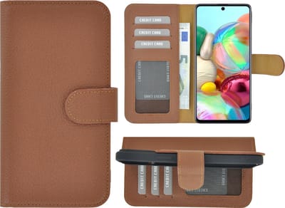 Hoesje Geschikt voor Samsung Galaxy A52 - 5G - Bookcase - Hoesje A52s 5G - Wallet Book Case Echt Leer Geribbeld Bruin Cover