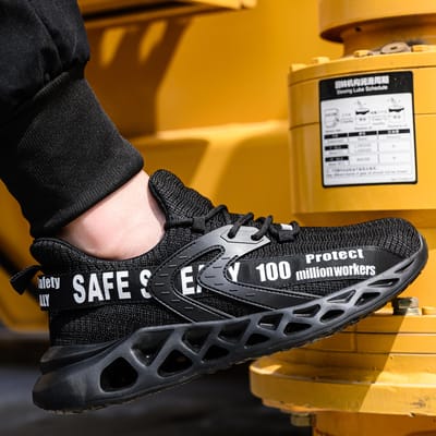 Lichtgewicht Veiligheidsschoenen met Stalen Neus Ademende Industriële Schoenen Onverwoestbare Werkveiligheidslaarzen Heren Anti-perforatie Werkschoenen Heren 46 zwart