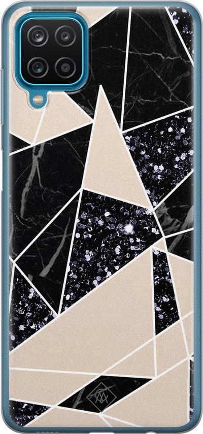 Casimoda® hoesje - Geschikt voor Samsung A12 - Abstract Painted - Backcover - Siliconen/TPU - Zwart