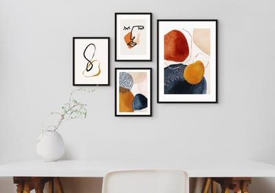 Fotowand Abstract Rood Geel - Posterset - Abstracte Collage - 30x40 - 50x70